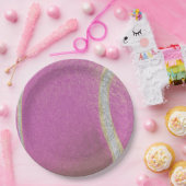 ピンクモダンパープルテニスボール ペーパープレート (パーティー)