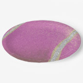 ピンクモダンパープルテニスボール ペーパープレート (アングル)