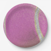 ピンクモダンパープルテニスボール ペーパープレート (正面)