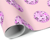 ピンクモダンパープルディスコボールパターンパステルピンク ラッピングペーパー (ロールコーナー)