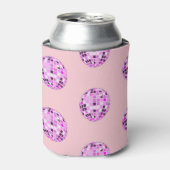 ピンクモダンパープルディスコボールパターンパステルピンク 缶クーラー (缶正面)