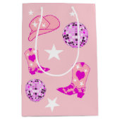 ピンクモダンパープルディスコボール女性のカーボーイハットブーツ ミディアムペーパーバッグ (正面)