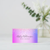 ピンクモダンパープルヘアサロンメイクアップアーティスト 名刺 (スタンド正面)