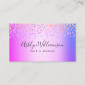 ピンクモダンパープルヘアサロンメイクアップアーティスト 名刺 (正面)