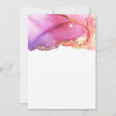 ピンクモダンパープル金ゴールドウォーター結婚カラー 招待状 (裏面)