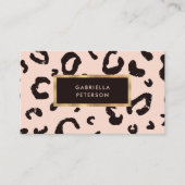 ピンクモダンヒョウと金ゴールドフレーム 名刺 (正面)