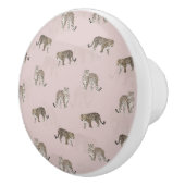 ピンクモダンヒョウのジャングル動物 セラミックノブ (右)