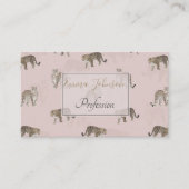 ピンクモダンヒョウのジャングル動物 名刺 (正面)