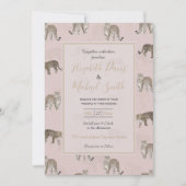 ピンクモダンヒョウのジャングル動物 招待状 (正面)