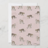 ピンクモダンヒョウのジャングル動物 招待状 (裏面)