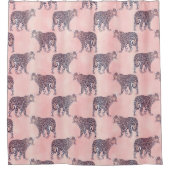 ピンクモダンヒョウの動物の柄 シャワーカーテン (正面)