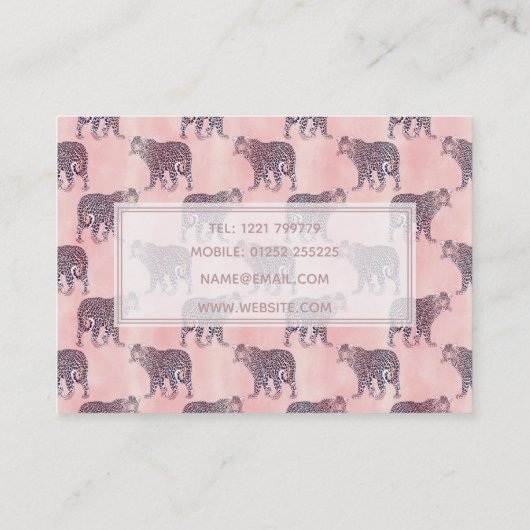 ピンクモダンヒョウの動物の柄 名刺 (裏面)