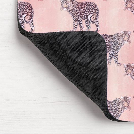ピンクモダンヒョウ動物模様 マウスパッド (コーナー)