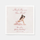 ピンクモダンピラティスプリンセス誕生日パーティー スタンダードカクテルナプキン (正面)