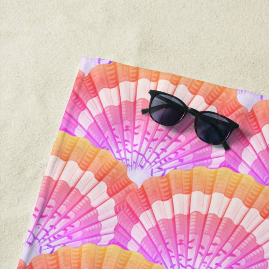 ピンクモダンピーチトロピカルシーシェルシェルビーチBa ビーチタオル (インサイチュ)