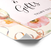 ピンクモダンピーチフローラシャンパンブライダルシャワー ポスター (角)