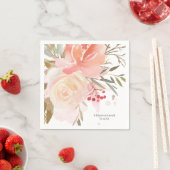 ピンクモダンピーチフローラ結婚のナプキン スタンダードカクテルナプキン (インサイチュ)