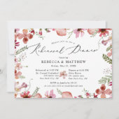 ピンクモダンピーチ結婚のリハーサルディナー 招待状 (正面)