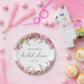ピンクモダンピーニーフローラブライダルシャワー ペーパープレート (パーティー)
