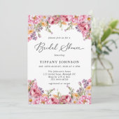 ピンクモダンピーニーフローラブライダルシャワー 招待状 (スタンド正面)