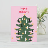 ピンクモダンフェスティバルクリスマスチェスツリー シーズンカード (スタンド正面)