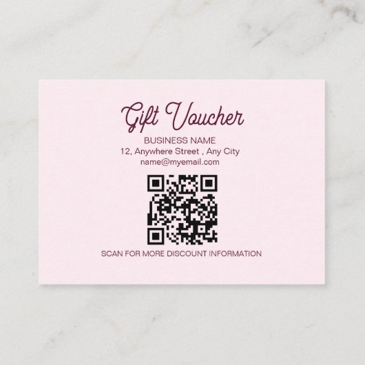 ピンクモダンフェスティバルクリスマスビジネス 割引カード (裏面)