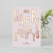 ピンクモダンフェスティバルハッピーホリデーズクリスマス 箔シーズンカード (立ち正面)