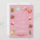 ピンクモダンフェスティバルメリークリスマスとお正月 シーズンカード (正面)