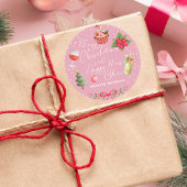 ピンクモダンフェスティバルメリークリスマスとお正月 ラウンドシール