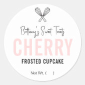 ピンクモダンフェミニンカップケーキベーカリー包装 ラウンドシール (正面)