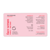 ピンクモダンフェミニン顔血清油スポイトボトル ラベル (正面)