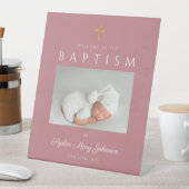 ピンクモダンフォトガールバプテスマ歓迎 台座サイン (インサイチュ)