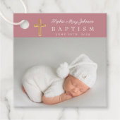 ピンクモダンフォトガールバプテスマ フェイバータグ (正面)