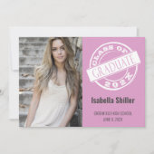 ピンクモダンフォトグラード卒業パーティー 招待状 (正面)