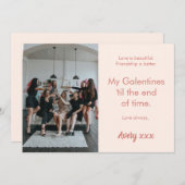 ピンクモダンフォトフレンドシップガレンティンのデイカード シーズンカード (正面/裏面)