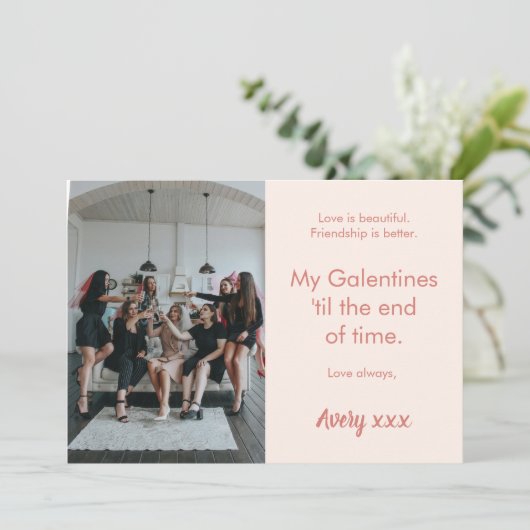 ピンクモダンフォトフレンドシップガレンティンのデイカード シーズンカード (スタンド正面)