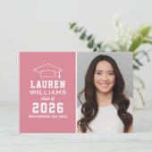ピンクモダンフォト卒業パーティー 招待状 (スタンド正面)
