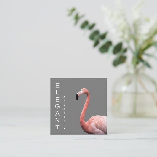 ピンクモダンフラミンゴミニマリストスクエアビジネスCa スクエア名刺 (スタンド正面)