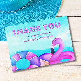 ピンクモダンフラミンゴ誕生日 サンキューカード