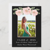 ピンクモダンフラワーフローラ卒業発表 案内状 (正面)