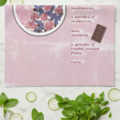 ピンクモダンフルーツスムージーレシピフードアート キッチンタオル (折り畳み)