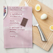 ピンクモダンフルーツスムージーレシピフードアート キッチンタオル (四つ折り)