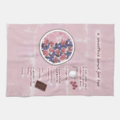 ピンクモダンフルーツスムージーレシピフードアート キッチンタオル (横)