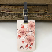 ピンクモダンフローラさくらんぼブロッサムモノグラム ラゲッジタグ