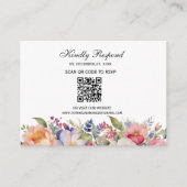 ピンクモダンフローライスラム招待状 エンクロージャーカード (正面)
