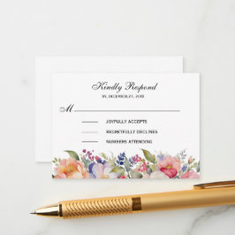 ピンクモダンフローライスラム招待状 エンクロージャーカード