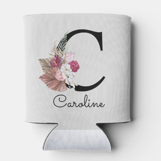 ピンクモダンフローライニシャルC 缶クーラー (裏面)