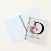 ピンクモダンフローライニシャルD ノートブック (内部)