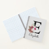 ピンクモダンフローライニシャルE ノートブック (内部)