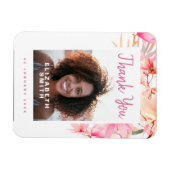 ピンクモダンフローラエレガントありがとう マグネット (横)